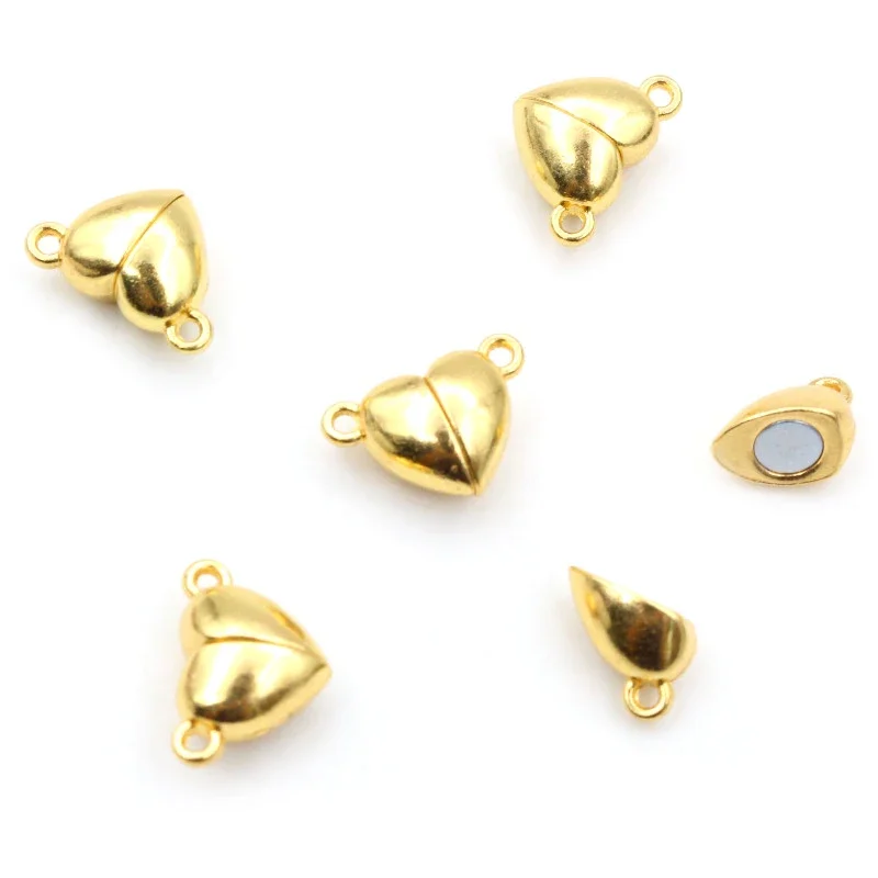 5 Sets Love Heart Round Shaped Magnetic Connected Clasps Beads Charms End Caps for DIY Couple Bracelet Necklace Making image 4
