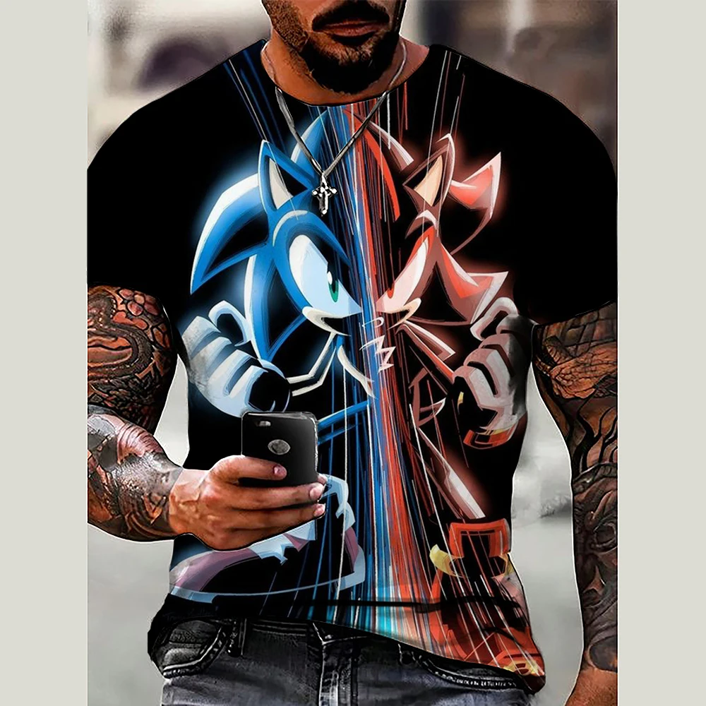 

2025 анимация Sonic, одежда для родителей и детей, мужская и женская 3D повседневная форма футбольной команды с коротким рукавом