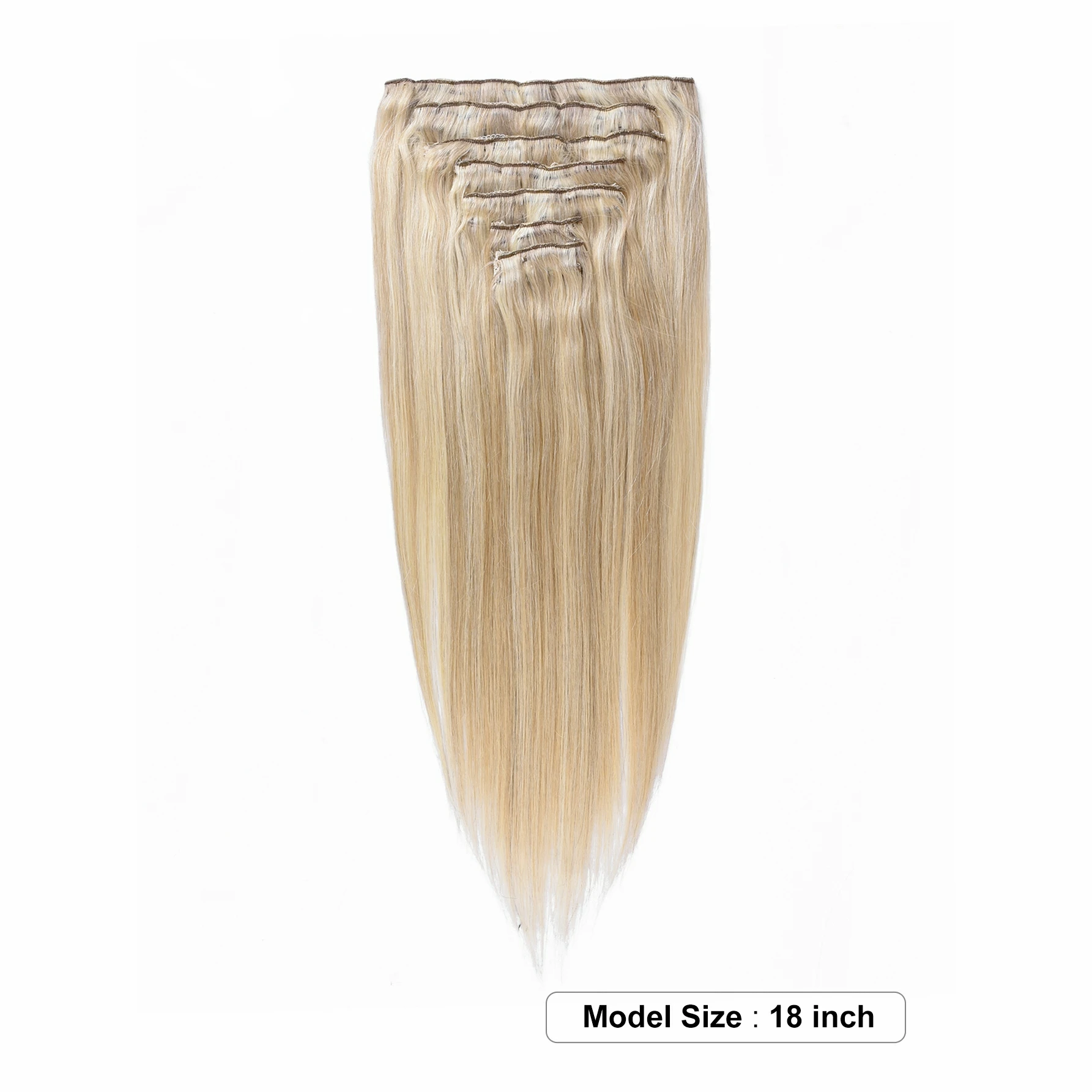 Extensiones de cabello humano con Clip P18/613, cabello de doble trama, marrón dorado claro, encaje rubio platino mezclado