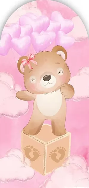 

Мехофонд на заказ, двустороннее определение пола, медведь для мальчиков и девочек, вечеринка по случаю дня рождения, чехол для детского душа, арка Chiara, фон для декора, фото