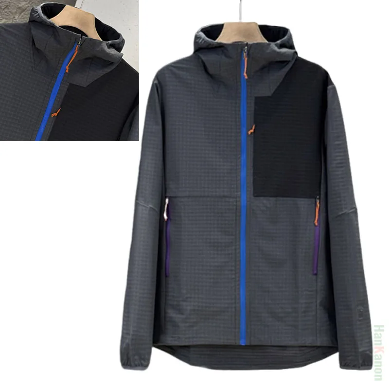 

New Arrival Outdoor Hooded Jacket Windproof & Waterproof Color-Blocking Design Unisex Leisure Coat Outdoor Camping and Hiking