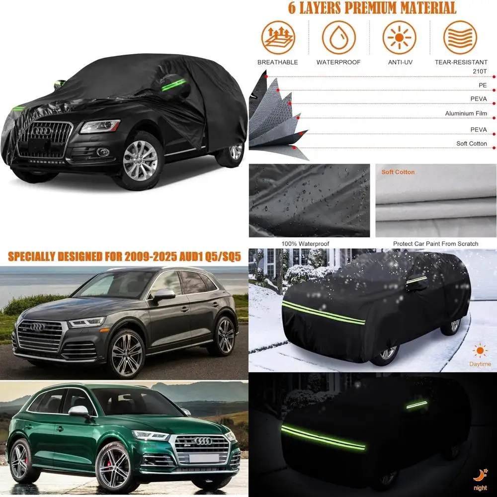 

All-Weather 6-Layer Full Car Cover with Zipper Door & Windproof Bands for 2009-2025 SUV Models