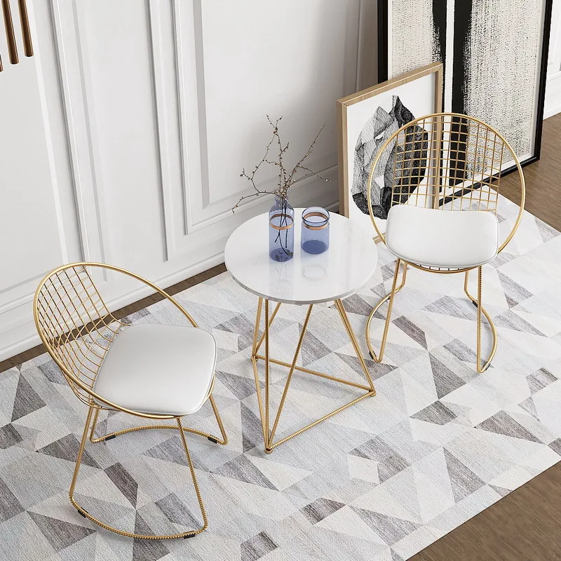 Nordic balcony tables and Internet celebrity milk tea shop dining table  cafe round table  chairs combination fashion