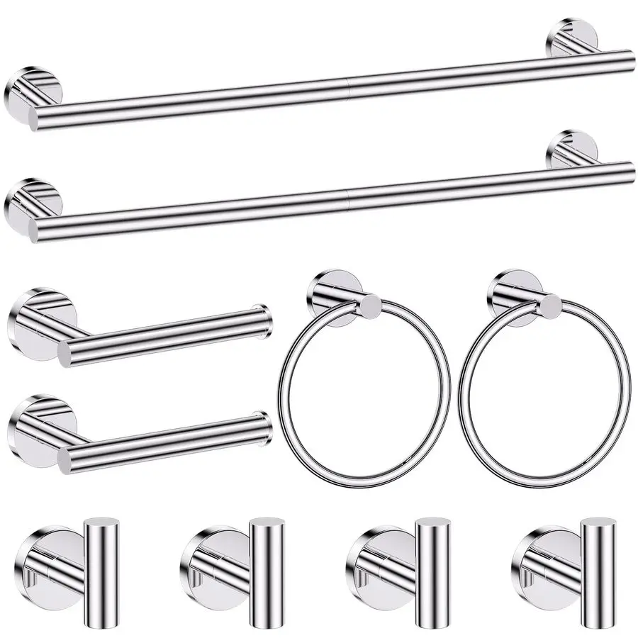 

Bathroom Hardware Set,10 Pieces Towel Bar Towel Holder Set Includes Towel Bar, Toilet Paper Holder,Towel Ring and Towel Hook Wal