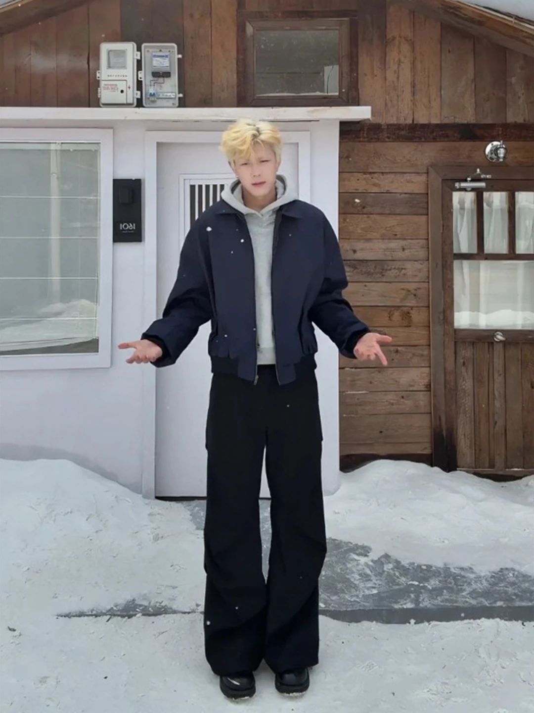 

Мужская осенне-зимняя куртка-бомбер в стиле милитари, синяя, с воротником Cleanfit, из полиэфирного волокна, на молнии, Pure C