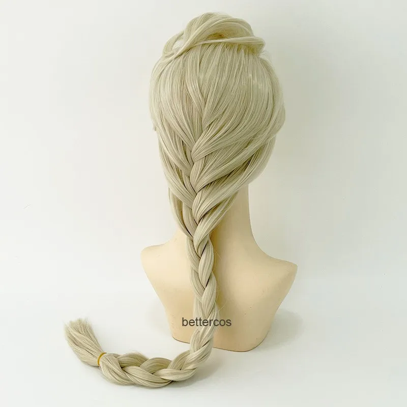 Bambini Elsa Cosplay parrucca regina principessa bambini treccia lunga ragazza resistente al calore capelli sintetici Halloween Party Anime parrucche Cosplay