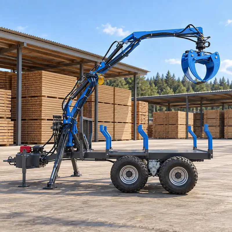 3 Ton Hydraulic Timber Crane with Precision Grab Control for Ranch Wood Transport Customized Efficient Grapple Loader Trailer