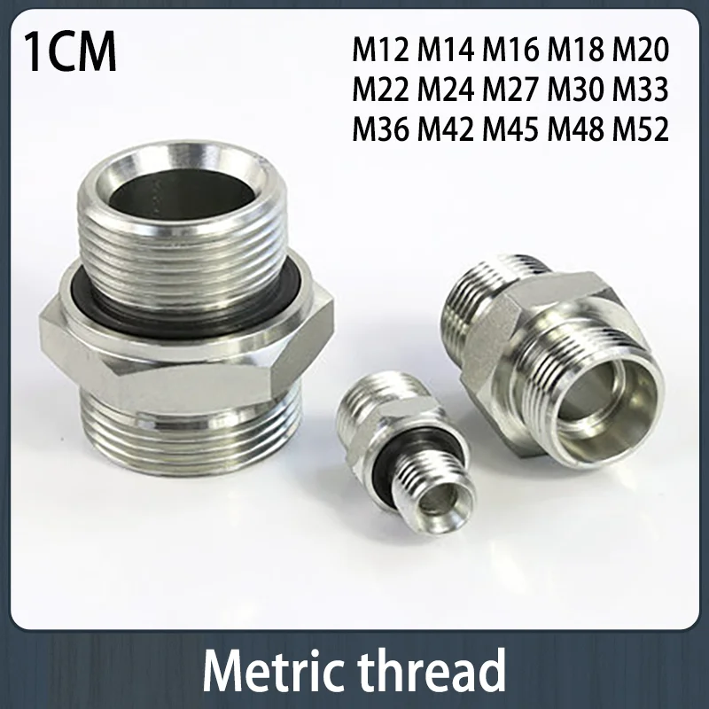 Hydraulic Fittings Metric Male Thread With Sealing ED Ring Oil Tubing Joints 45# Steel Pipe Fitting Compression Tube Connector