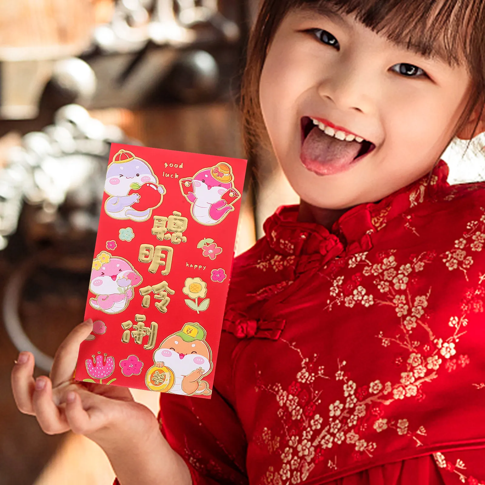 

30Pcs Chinese Red Envelopes Cartoon Snake Zodiac Pattern Lucky Money Envelopes New Year Red Envelope Lunar New Year Cash
