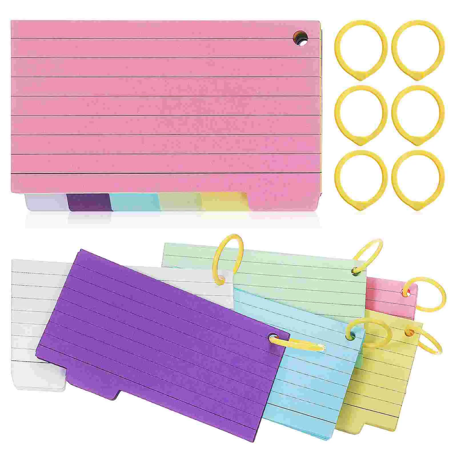 450 Pcs Spiral Notebook College Ruled Flash Cards Six Colors Composition Wide Paper