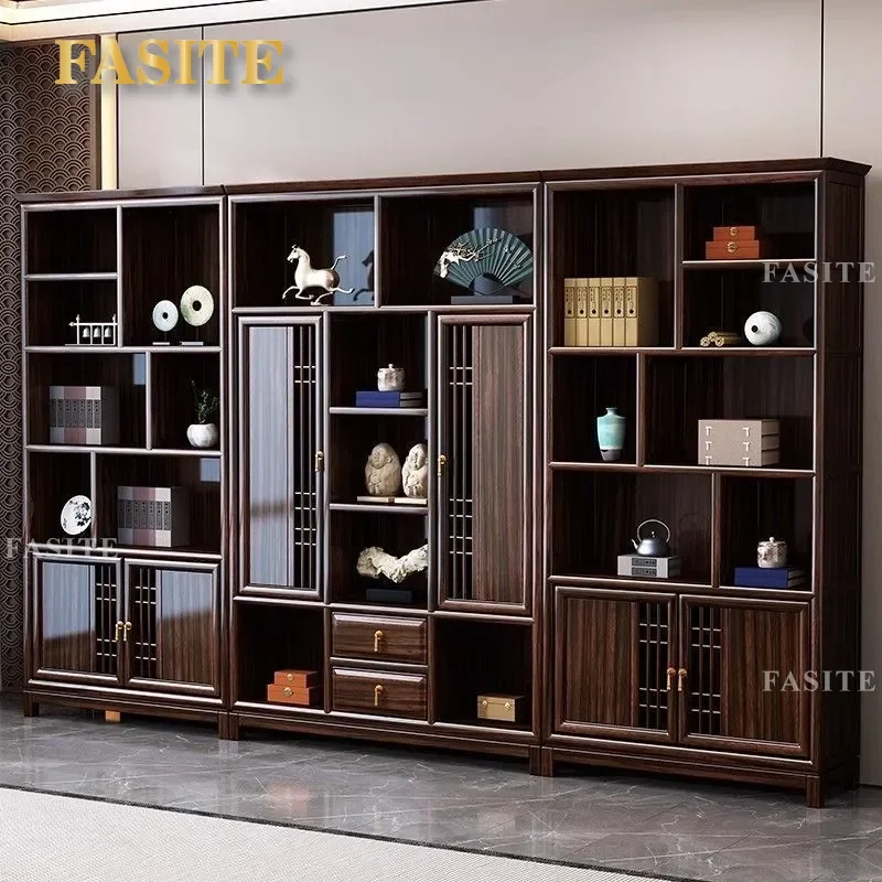 For New Chinese Style All Solid Wood Bogu Shelf Ebony Duobao Pavilion Display Cabinet Study Office Storage Furniture