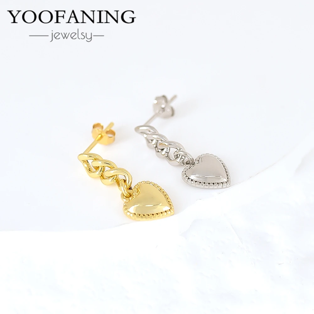 Love Elegant 925 Sterling Silver Needle Exquisite Earrings Gold Zircon Chain Women's Earrings Perforated Earrings Jewelry Gifts