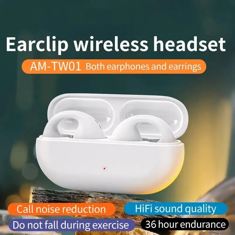 Wireless Ear Clip Bone Conduction Headphones Ear clip type Sports Game Music Touch Control Noise Cancelling  Bluetooth Earphone