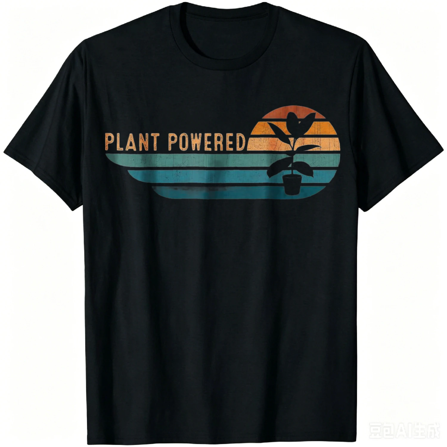 Retro Plants Graphic Vegetarian Vegan Plant Operated T-Shirt Summer Casual T Shirt Cotton Tee Graphic T Shirts Camiseta Hombre