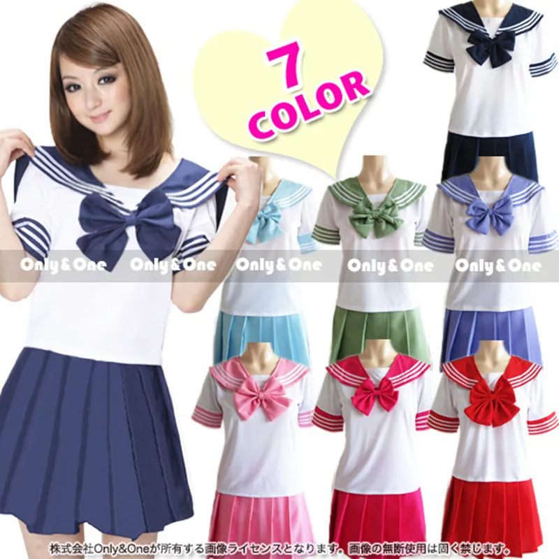 Cosplay School Uniform Voor Meisjes Japanse Studenten Marine Stijl Matrozenpakje T-shirt + Rokken Lala Cheerleader Kleding