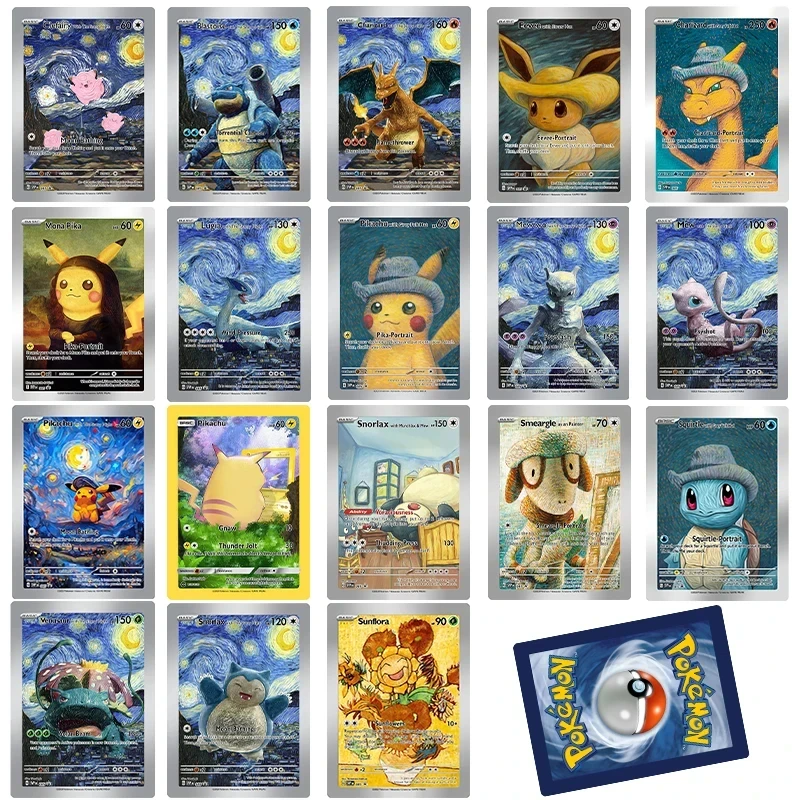 18 pz/set Pokemon Van Gogh Museum Pikachu Collection Cards DIY Classic Single Game Anime Self Made Gift Toys