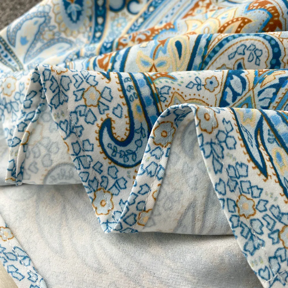 Mini abito stampato floreale primavera autunno donna sexy scollo a V monopetto manica a sbuffo vita alta a-line abiti da festa di lusso