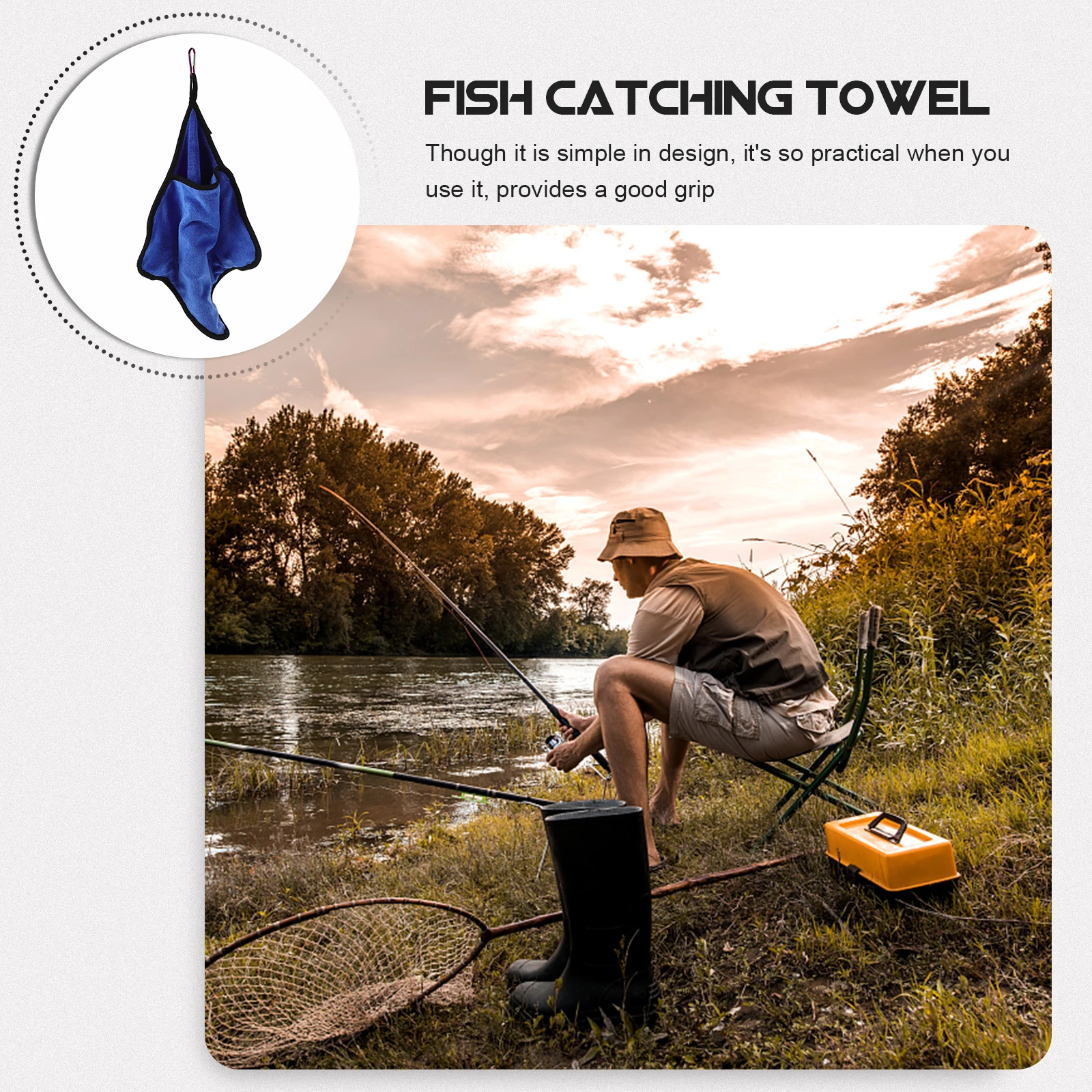 

2 Pcs Fishing Towel Puncture Gloves Waterproof Catching Towels Grabber Tool Lanyard Anti Slash Lightweight Portable Fish Gripper