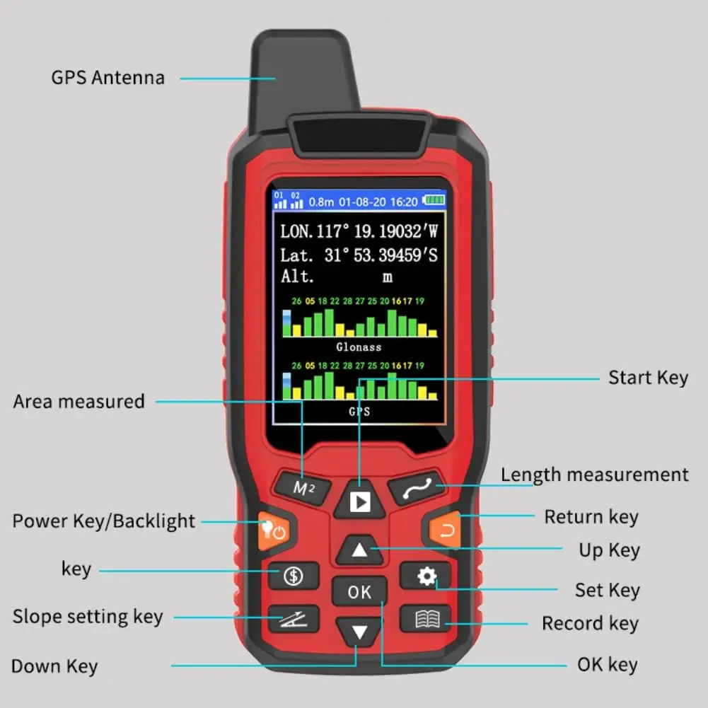 Imagem -06 - Medidor de Área de Terra de Gps Portátil de Alta Precisão Instrumento de Medição de Área Exibição de Comprimento em Tempo Real Dispositivo de Teste