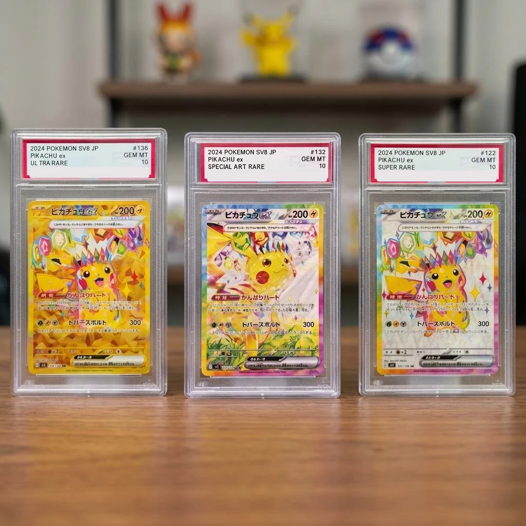 DIY Rating Card TCG Collection 2024 Pikachu EX SV8 Super Electric Breaker SR SAR UR Full Art Holo Display Collectible Gift