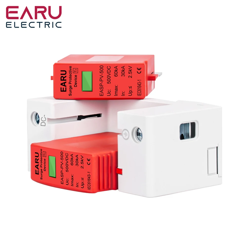 Power Surge Protective Device SPD Arrester Low Voltage House 1/2/3/4 Pole Surge Voltage Protection DC 500V 800V 1000V 40KA 60KA