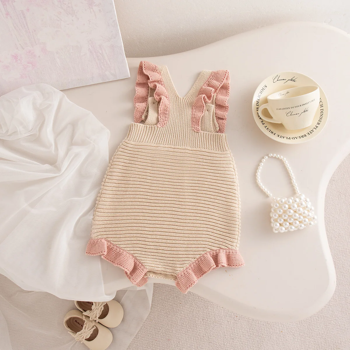2026 Summer New Baby Girl Sleeveless Strap Bodysuit Solid Infant Girl Casual Knitted Jumpsuit Cotton Toddler Overalls 0-24m