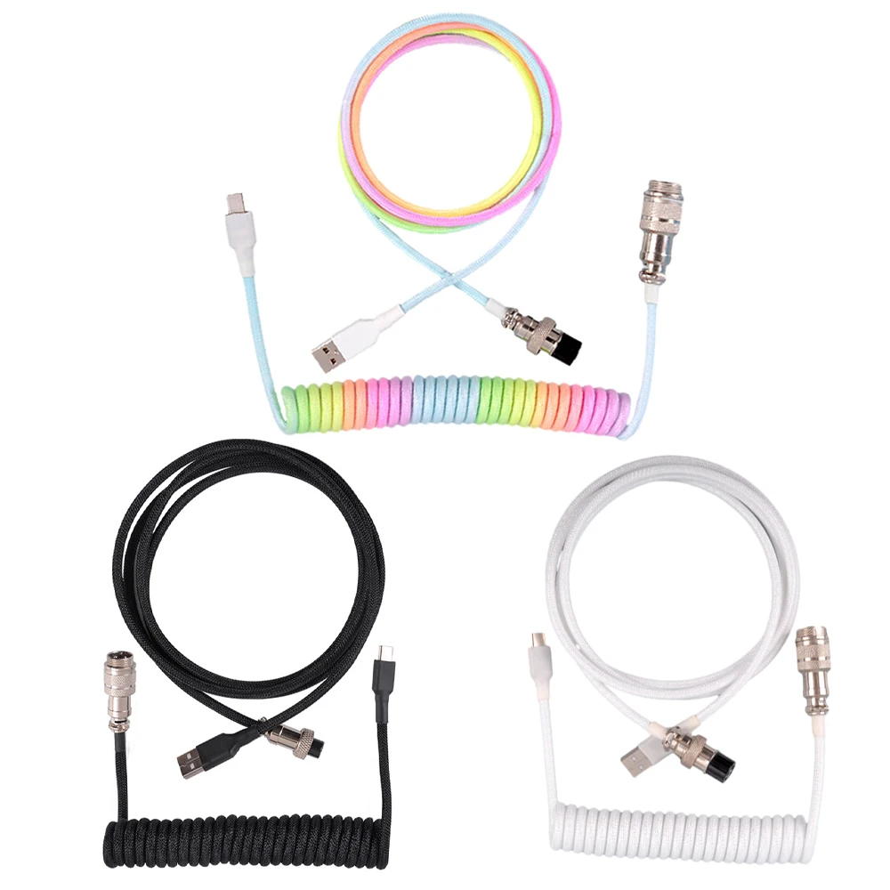 Type C Mechanical Keyboard Coiled Cable USB Keyboard Wire Mechanical Keyboard Aviator Desktop Computer Aviation Connector