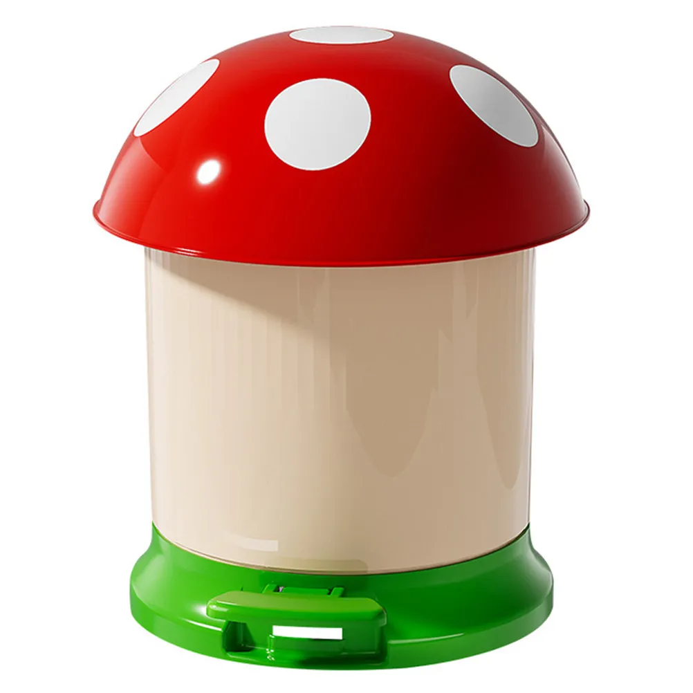 

Mushroom Trash Can Small Plastic Desktop Garbage Bin Inner Bucket Portable Office Bedroom Bathroom Decorative Waste Container