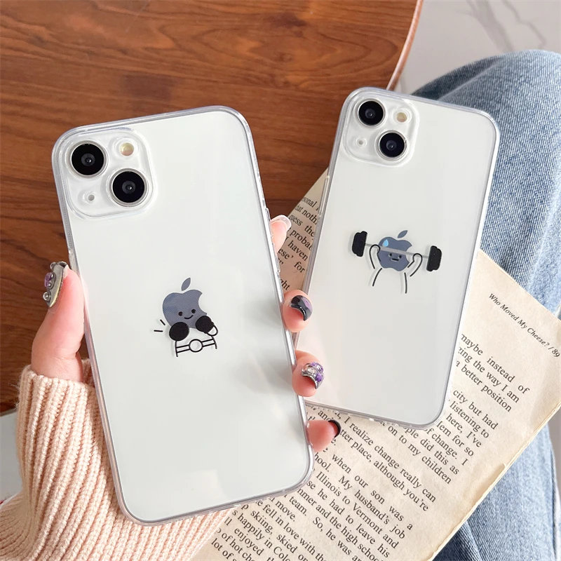 Preciosa funda de teléfono Kawaii con dibujos animados Line Up Boxer para iPhone 16 15 14 13 12 11 Pro MAX MINI XR XS MAX 7 8 Plus Y2K, funda suave transparente