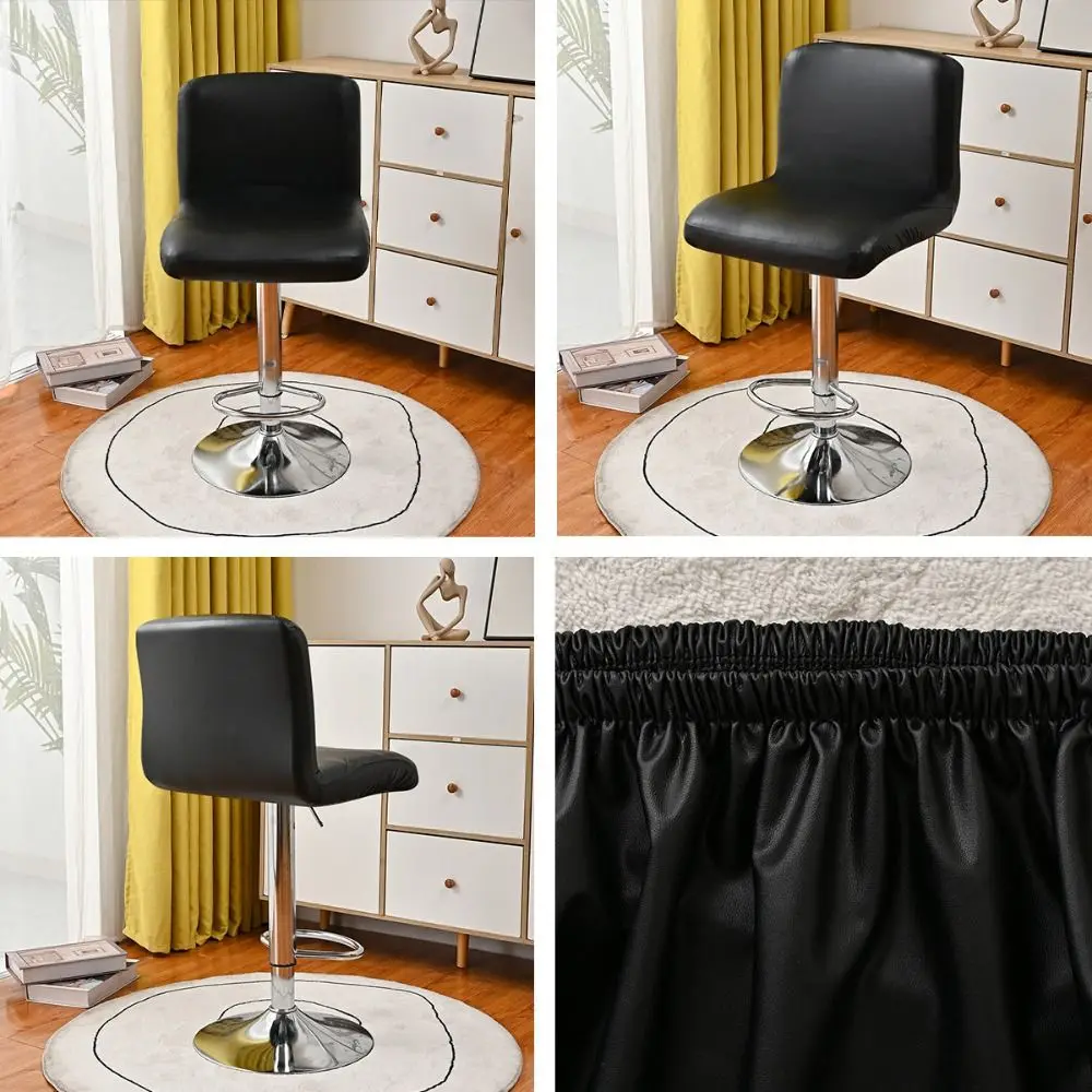 New Anti-Slip Bar Stool Chair Cover PU waterproof Pu Leather Chair Cover High footstool elastic chair cover Dining Room