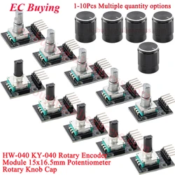 1-10Pcs KY-040 HW-040 Rotary Encoder Module 15x16.5mm Potentiometer Rotary Knob Cap for Arduino 360 Degrees Brick Sensor Switch