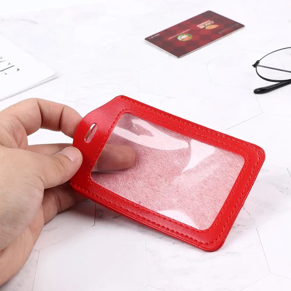 Badge Color Leather Cortical Imitation PU ID Holder Card Sets Badges Case Bus Card Sets