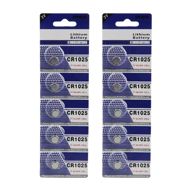 Pack of 5PC/10PC CR1025 Button Cell Batteries CR1025 3V Lithium Battery for Watches Calculators Key Fob Remotes