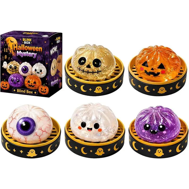 Non-Toxic Halloween Steamed Stuffed Bun Squeeze Toy Slow Rebound Stress Relief  Toy for Teens Gifts