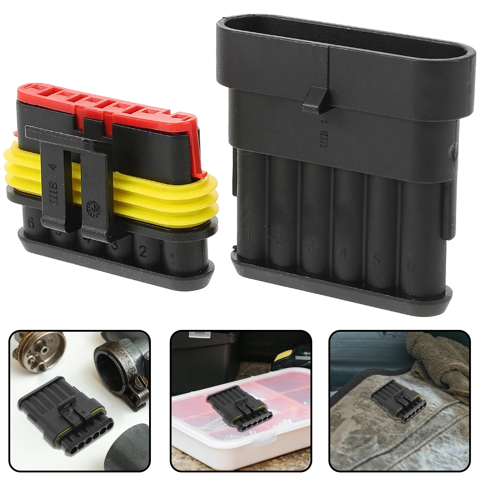 

1 set Waterproof Connectors 6 Pin Car Electrical Connectors Rubber Nylon Auto Wiring Plug Socket For Automotive Devices Engine