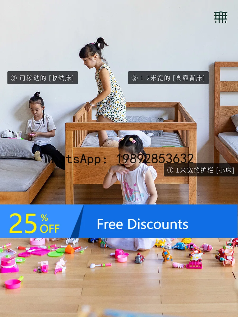 All Solid Wood Bunk Bed with Guardrail and Desk Integrated High and Low Double Layer Bed