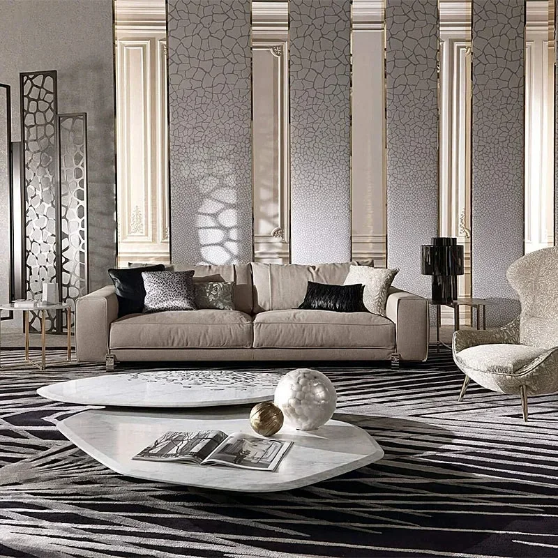 Particularly Marble Coffee Table Designer Villa Large Apartment Coffee Table Leopard Print Living Room Furniture Couchtisch XYCJ