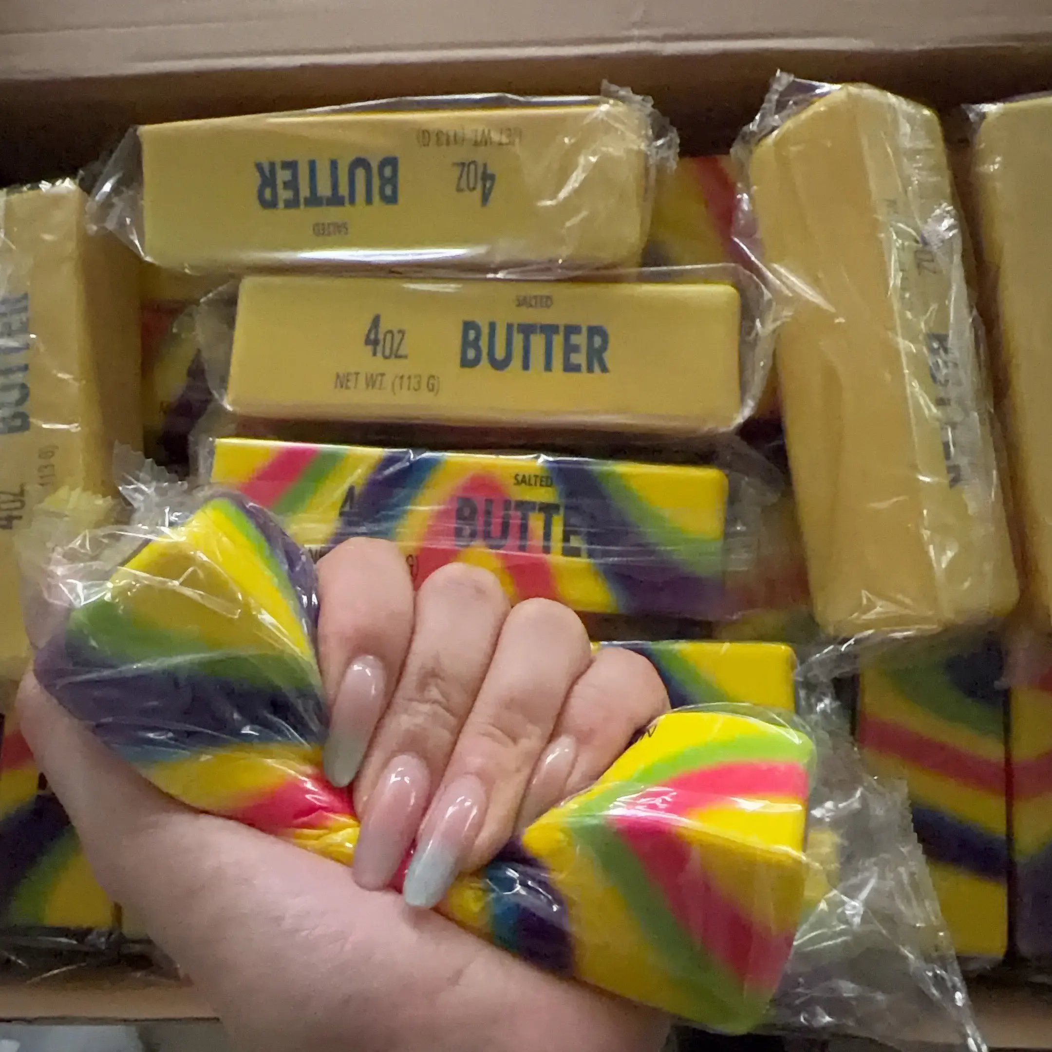 Vibrant Colours Soft Slow Rebound Butter Stick Squeezing Toy Realistic Butter Sticks Decompression Fidget Toys K