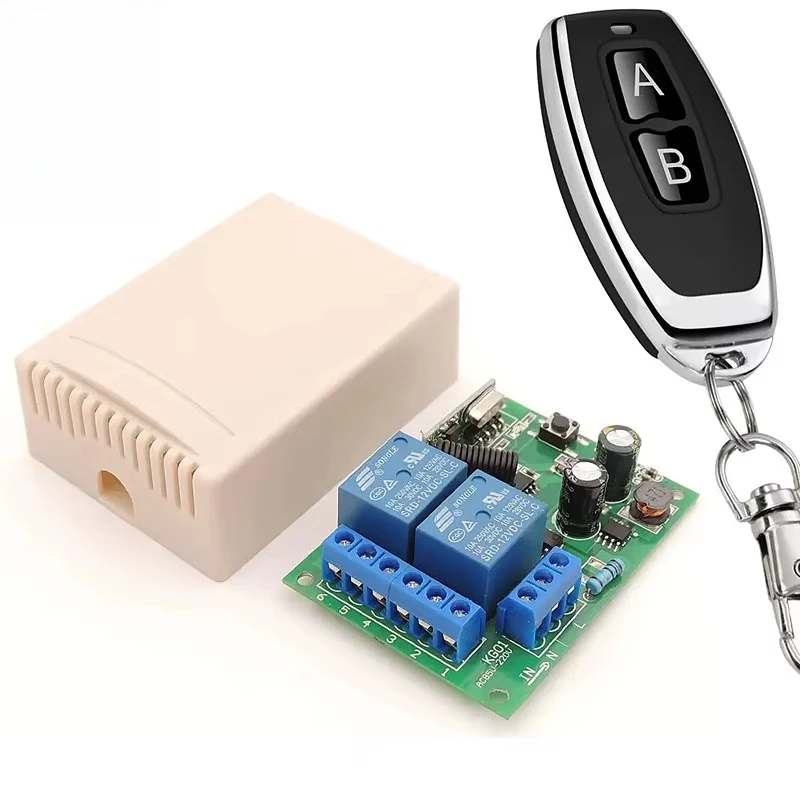 5pcs 433MHz AC 110V 220V 2CH Universal Remote Control Switch Gate Motor Controller Module 10A Relay Receiver Transmitter