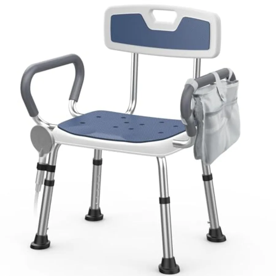 

Shower Chair for Elderly and Disabled 450 lbs Adjustable Height Shower Seat for Inside Shower with Padded Wide Arms and Back He