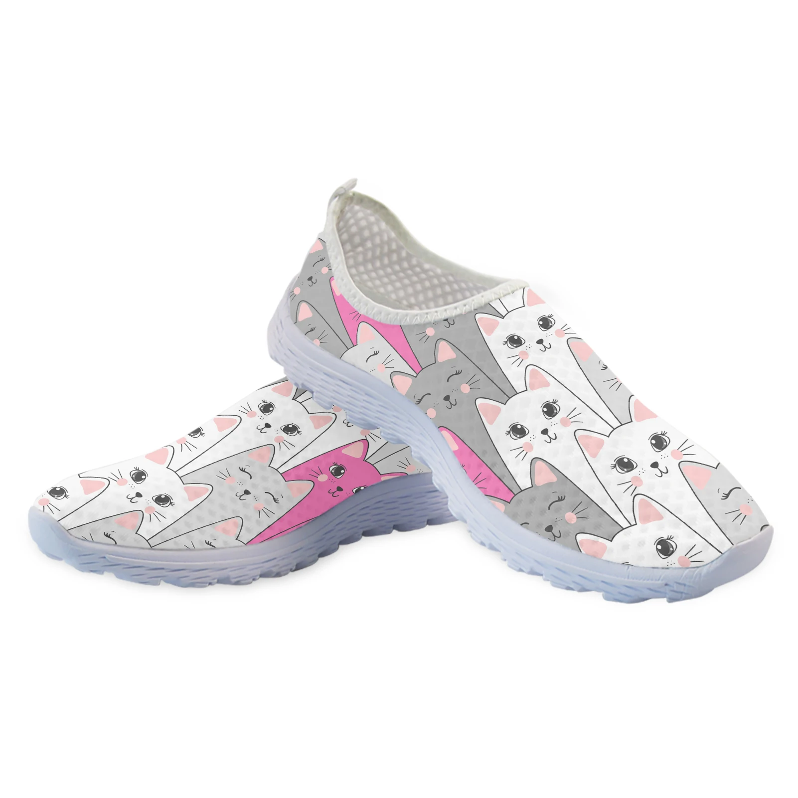 INSTANTARTS disegni di marca scarpe a rete per donna senza soluzione di continuità kawaii Cartoon Cat stampa 3D Sneaker leggera ragazza Zapatos De