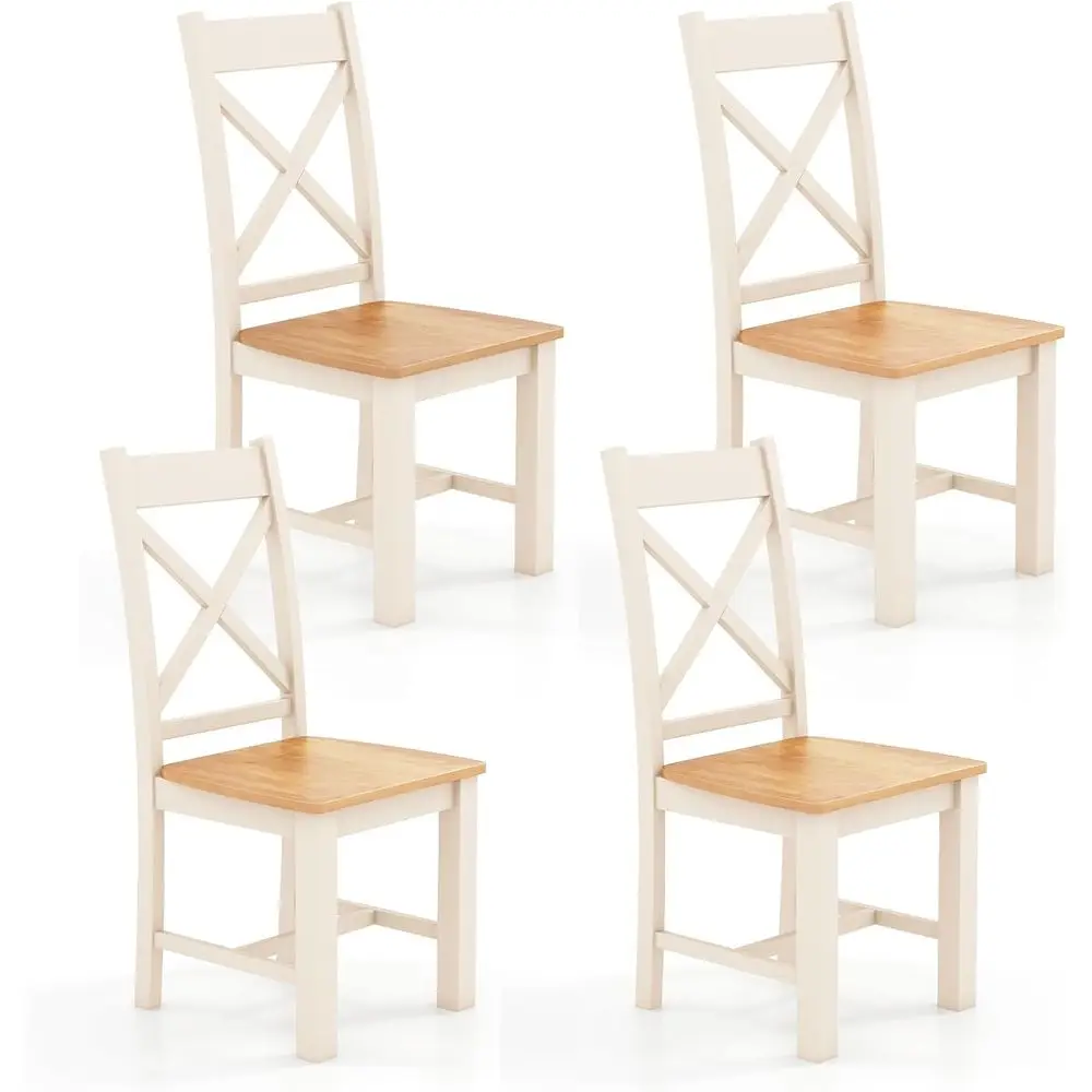 

Комплект из 4 деревянных обеденных стульев с высокой спинкой, кремово-белые, подходят для кухни, столовой и ресторана