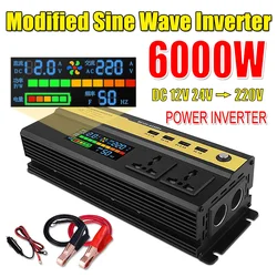 Modified Sine Wave Inverter 3000/4000/5000/6000W LCD Digital Display Power Inverter Voltage Transformer Converter 12/24V TO 220V
