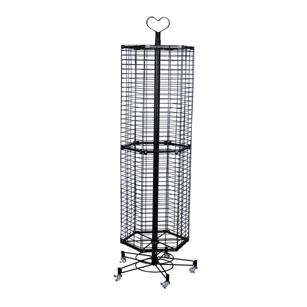 Hexagonal rotating grid frame metal floor display stand sticker jewelry keychain toy