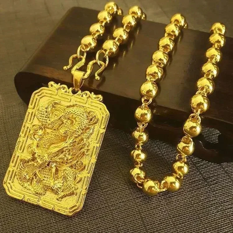 Collier plaqué or véritable 999 18 carats pour hommes et femmes, bijoux dominateurs et rugueux, bijoux de quille JOGifts, ne se décolore pas, % plaqué