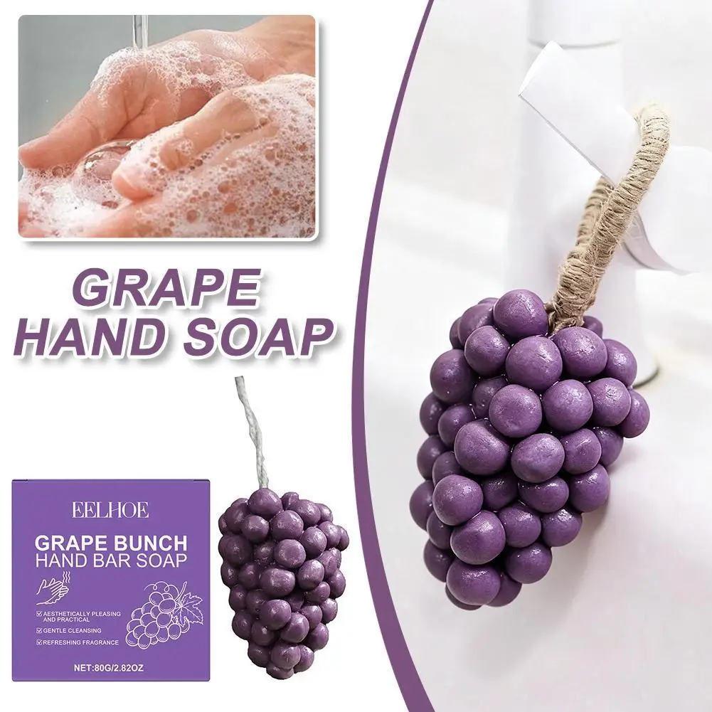 

Hand-woven Grape Bunches Grape Handmade Soap Cleaning Bath Essential Oil Soap Decorative Fragrance Pendant Mini Cute Soaps Care