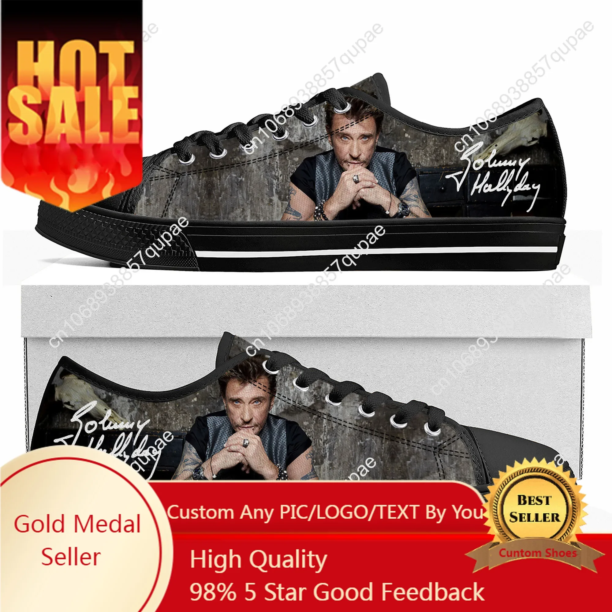 Johnny Hallyday Rock Singer Low Top High Quality Sneakers Mens Women Teenager Canvas Sneaker Casual Couple Shoes Custom Shoe