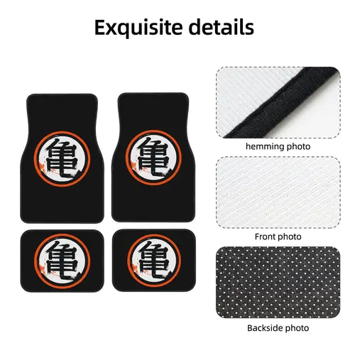 Imagen 2 del producto Alfombrillas de Coche DBZ Kanji, Alfombras Universales Antideslizantes, Juego de 4 Alfombrillas Delanteras y Traseras para Coche, Accesorios de Decoración para Automóviles