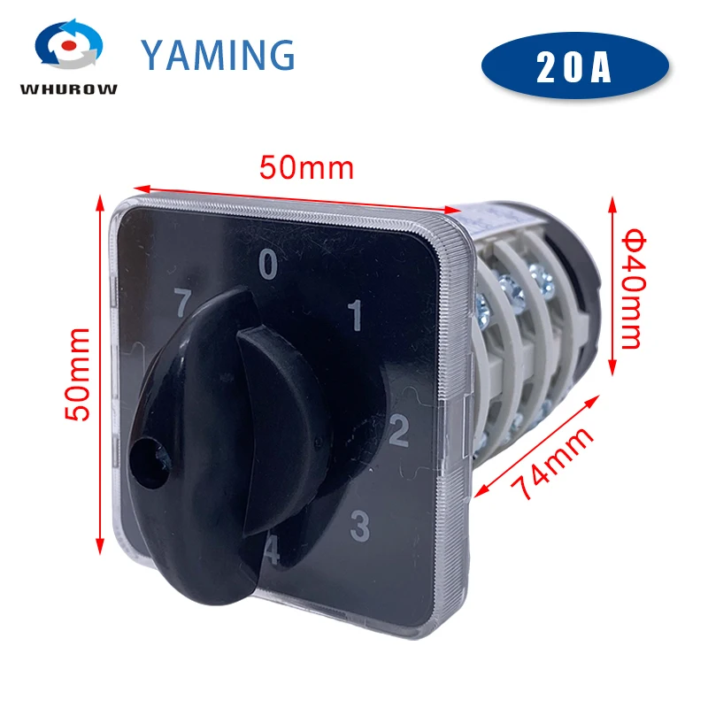 8 Positions Rotary Cam Switch Four Poles 20A Manual Motor Machine Control High Voltage Electrical Selector LW31 YMZ12-20/4