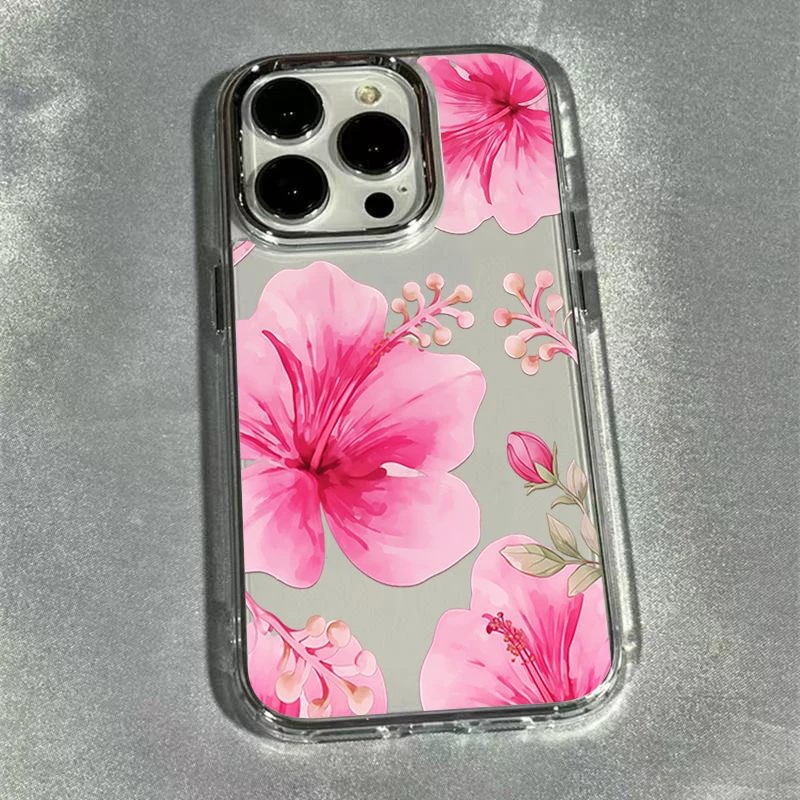 Minimalist Fashion Pink Flower Phone Case For Samsung S26 5G Cases Galaxy S25 Ultra S24 Plus S23 FE S25 S24 S23 Clear Soft Cover